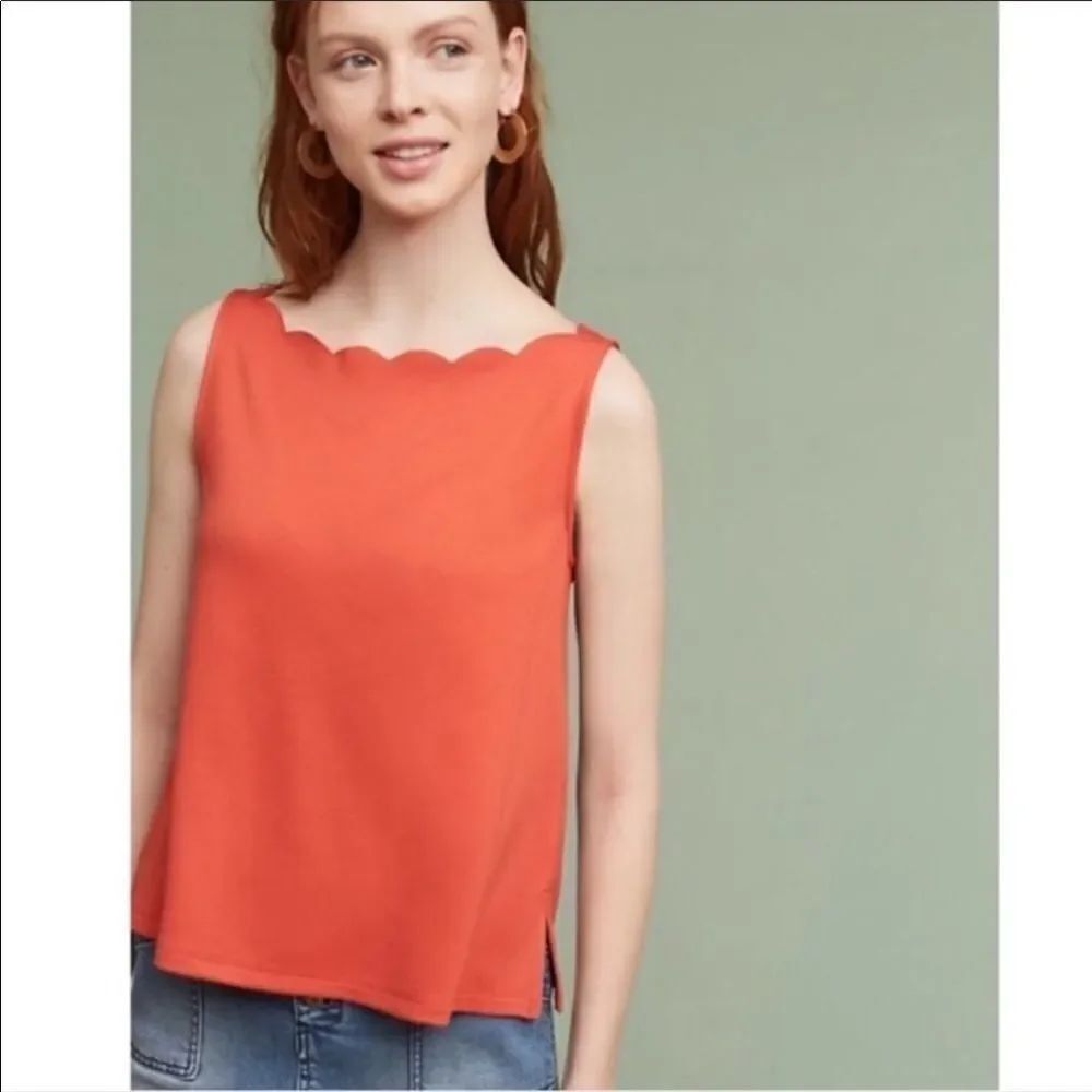 💜 Anthropologie Eli + Ali scalloped neck tank